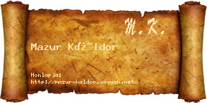 Mazur Káldor névjegykártya